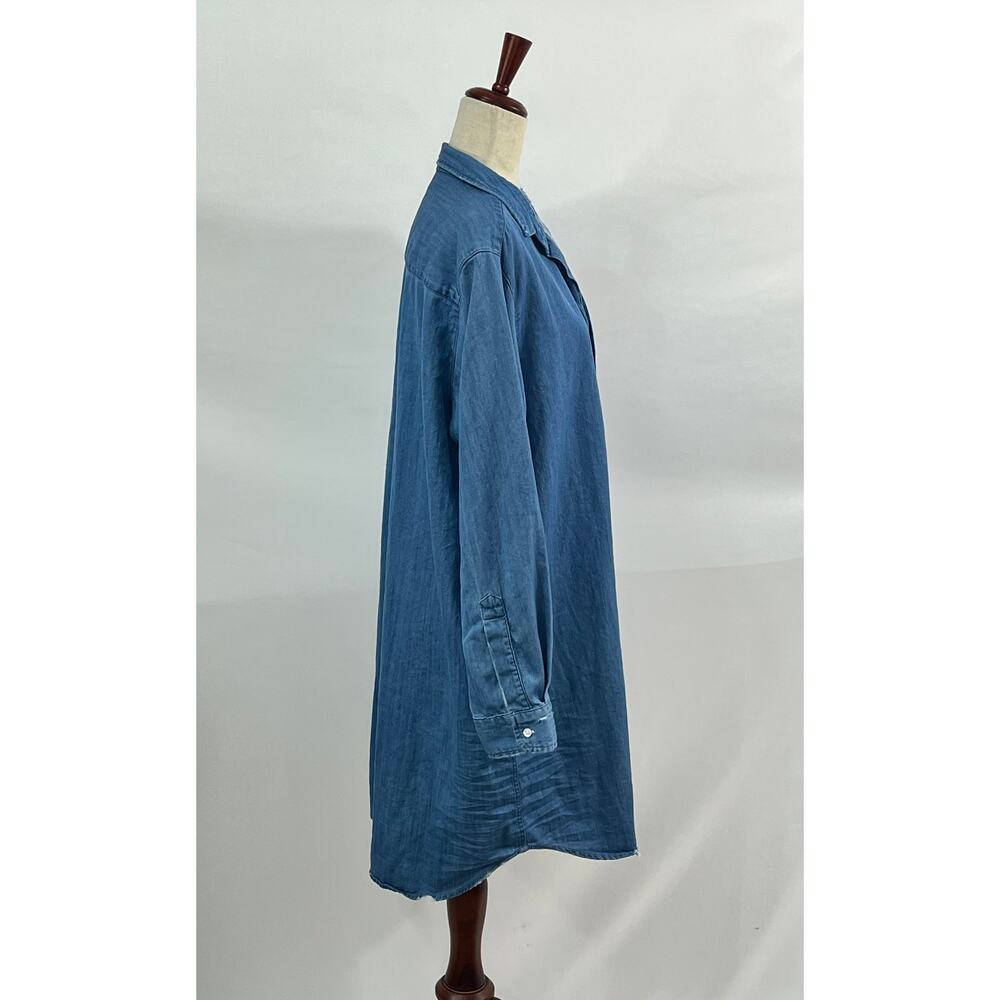 FRANK & EILEEN Sz XL Denim Mary Shirt Dress Stonewashed Vintage Tattered - Picture 6 of 9